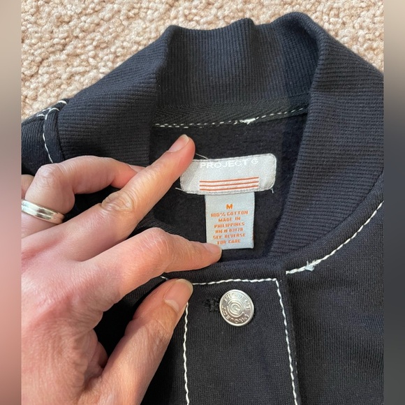 PROJECT G Black Soft Fleece Bomber Jacket with contrast Stitch in Black - Picture 2 of 9